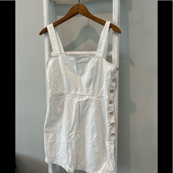 𝅺FOREVER 21 ivory white button side classic dress size medium - Picture 1 of 7